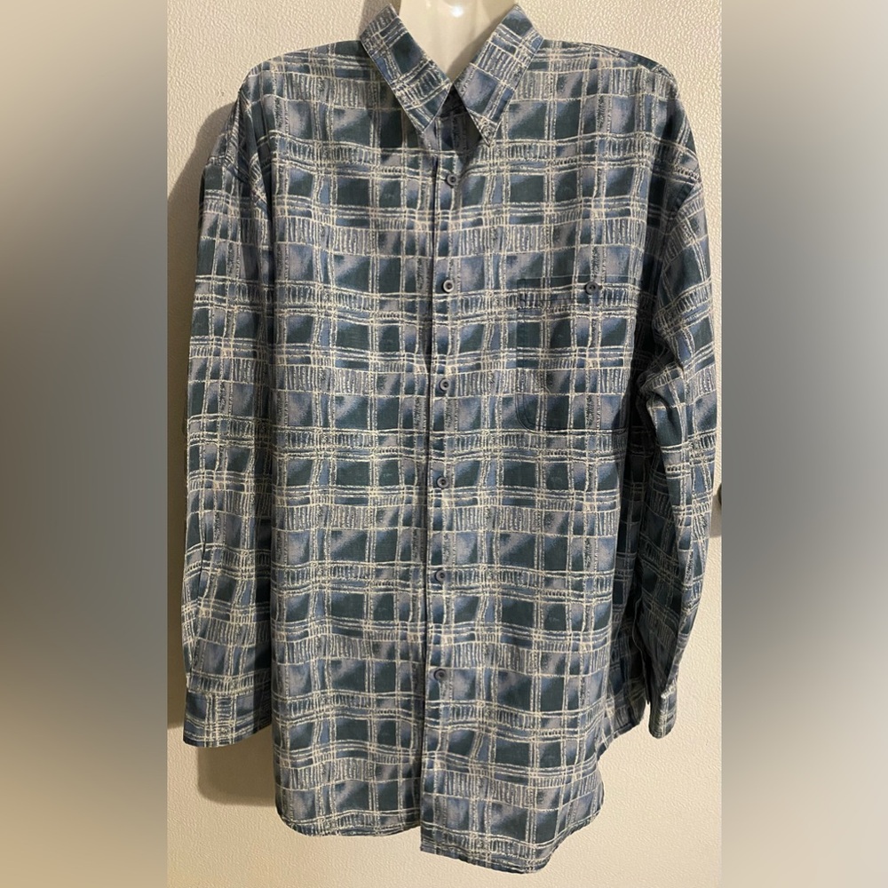 Junction West size M men’s blue geometric print long sleeve button up shirt
